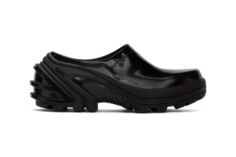 1017 ALYX 9SM Black Croc Leather Clog patent skin spring summer 2020 collection matthew M williams designers made in italy shoes sneakers footwear kicks trainers runners slippers 