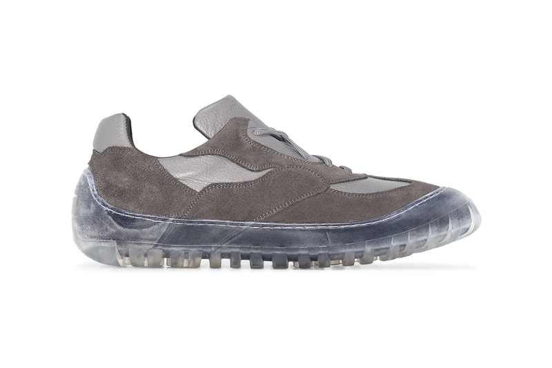 A-COLD-WALL* Grey Leather Paneled Low Top Sneakers Clear Rubber Overshoe Samuel Ross Design British London Brand Browns Release Information Footwear Drop