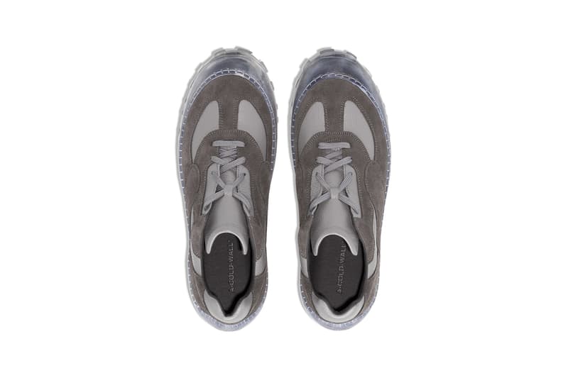 A-COLD-WALL* Grey Leather Paneled Low Top Sneakers Clear Rubber Overshoe Samuel Ross Design British London Brand Browns Release Information Footwear Drop