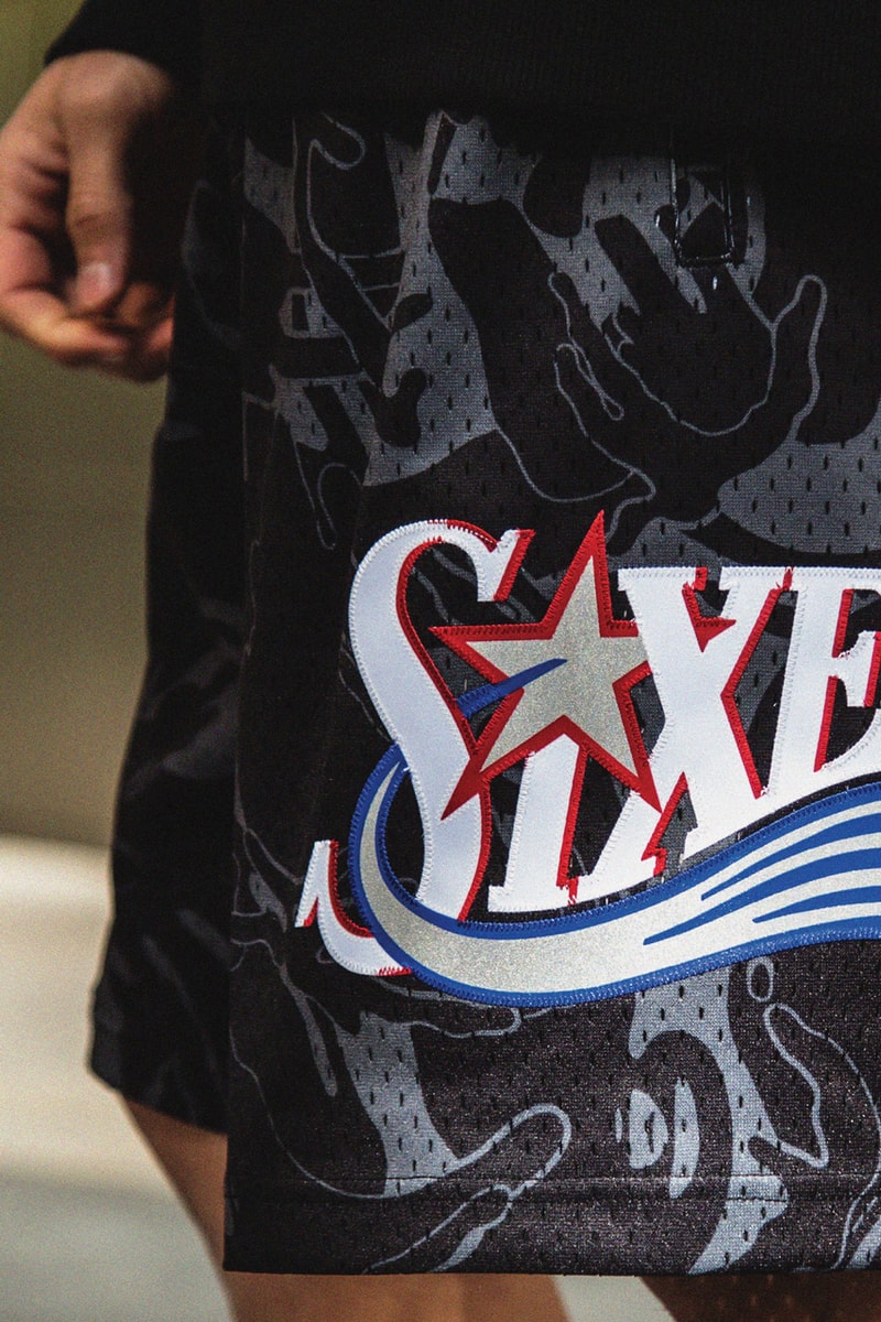 AAPE x Mitchell & Ness NBA Collaboration Toronto Raptors Brooklyn Nets Philadelphia 76ers Golden State Warriors Clippers Jerseys Shorts Hoodies