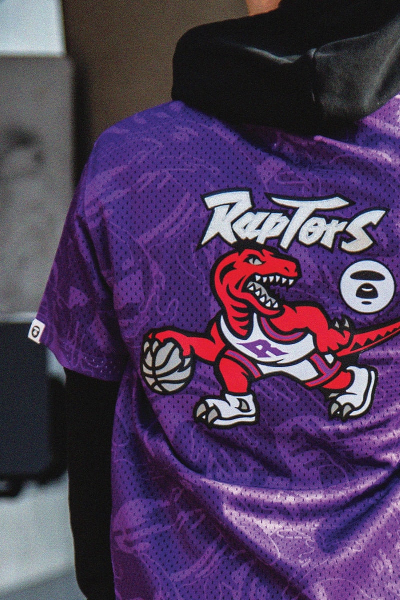 AAPE x Mitchell & Ness NBA Collaboration Toronto Raptors Brooklyn Nets Philadelphia 76ers Golden State Warriors Clippers Jerseys Shorts Hoodies