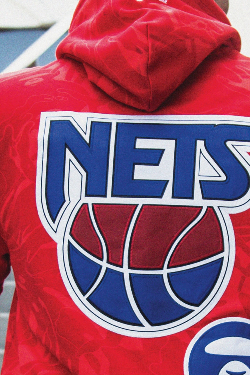 AAPE x Mitchell & Ness NBA Collaboration Toronto Raptors Brooklyn Nets Philadelphia 76ers Golden State Warriors Clippers Jerseys Shorts Hoodies