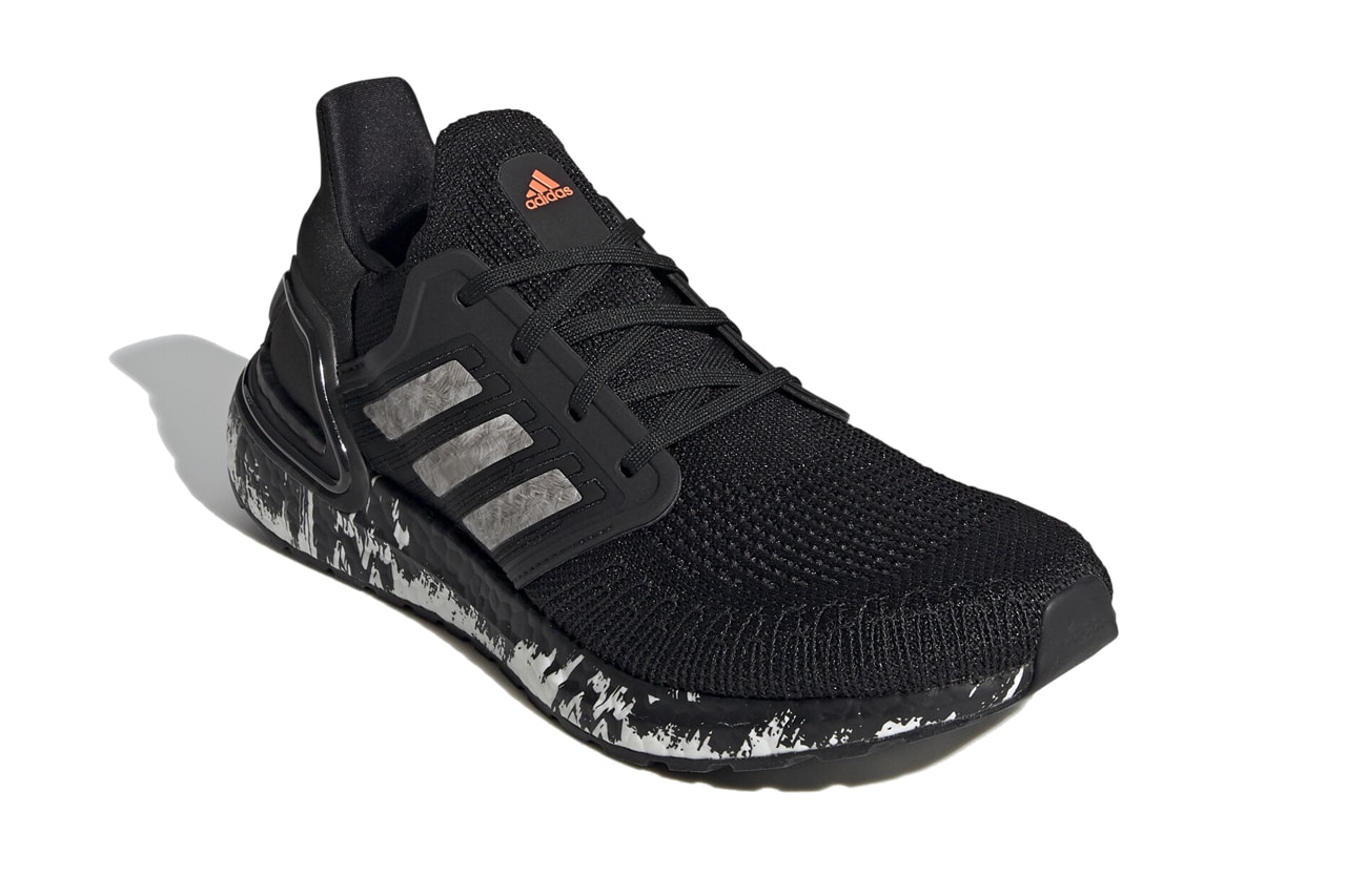 adidas ultraboost 20 marble splatter core black cloud white signal coral EG1342 release date info photos price