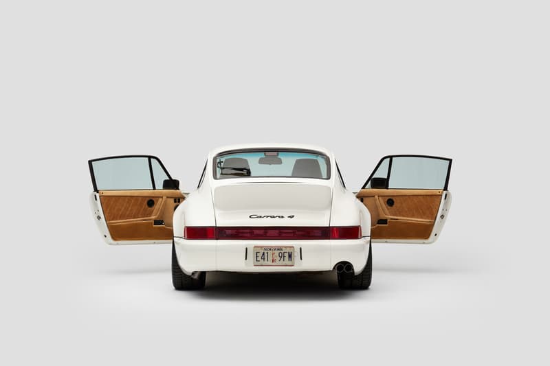 Aimé Leon Dore 1990 Porsche 964 Carrera 4 911 Collaboration Campaign ALD 694 White Pegasus Schott Leather Loro Piana Teddy Santis Car Studio Photos