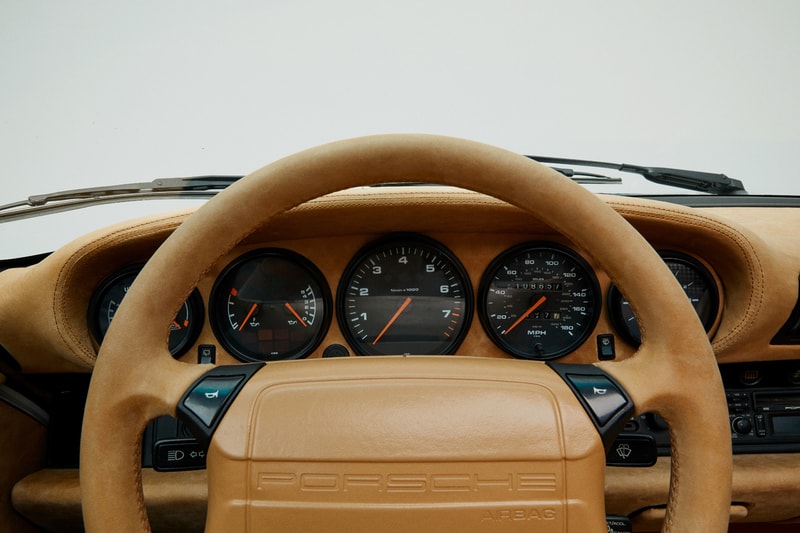 Aimé Leon Dore 1990 Porsche 964 Carrera 4 911 Collaboration Campaign ALD 694 White Pegasus Schott Leather Loro Piana Teddy Santis Car Studio Photos