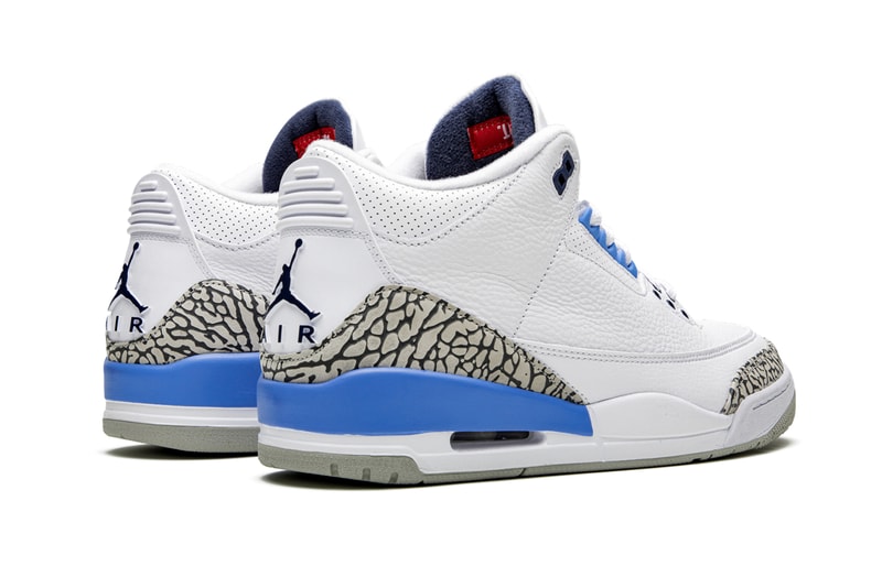 air jordan 3 unc university of north carolina tar heels CT8532 104 white valor blue tech grey powder release date info photos price
