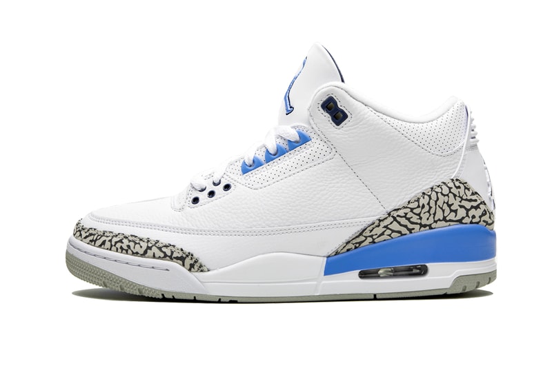 air jordan 3 unc university of north carolina tar heels CT8532 104 white valor blue tech grey powder release date info photos price