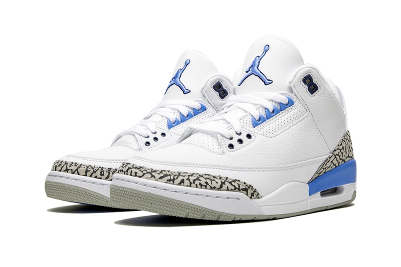 air jordan 3 unc university of north carolina tar heels CT8532 104 white valor blue tech grey powder release date info photos price