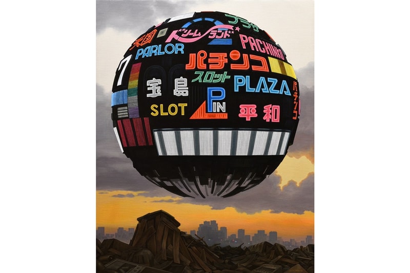 "ATOMIZED" Group Exhibition GR Gallery Alberto Di Fabio Masakatsu Sashie Harif Guzman Paintings Fictional Spherical World Faces