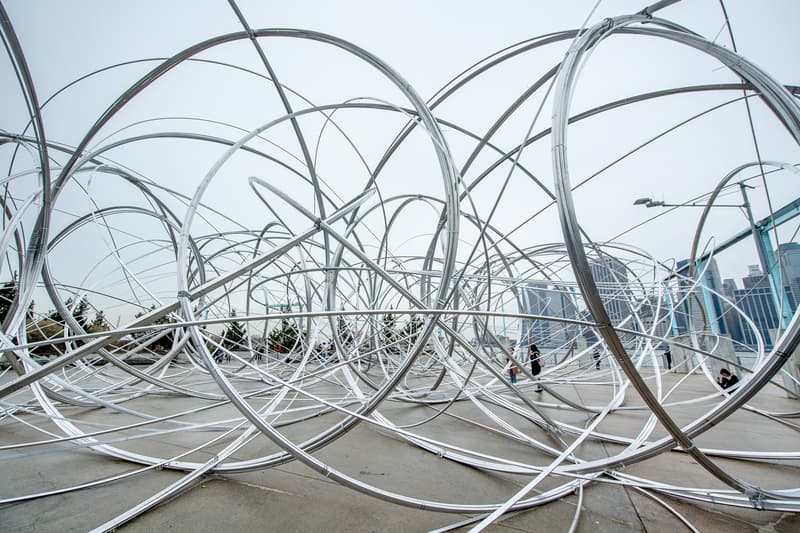 Antony Gormley 'New York Clearing' CONNECT, BTS Aluminum Tubing Brooklyn Bridge Park Pier 3 New York City Global Art Project