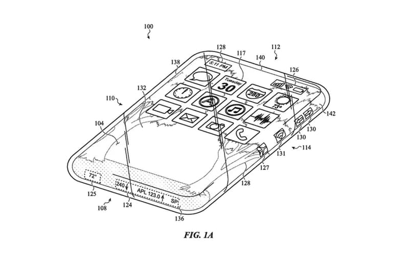 apple patents glass iphone ios device smartphone wraparound flexible bending screen display design