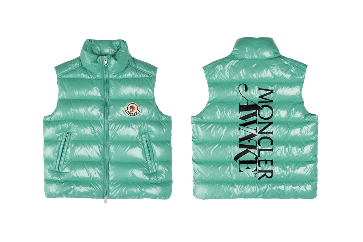 Awake NY x Moncler Capsule Release Info collaboration Parker Gilet goose down puffer vest, hoodie, crewneck, sweatpant, two T-shirts, and a logo lock hat  Alastair McKimm from i-D, Ian Isiah, Jon Gray from Ghetto Gastro, Mario Sorrenti, Maluca Mala, and Richie Shazam. drop date info price 