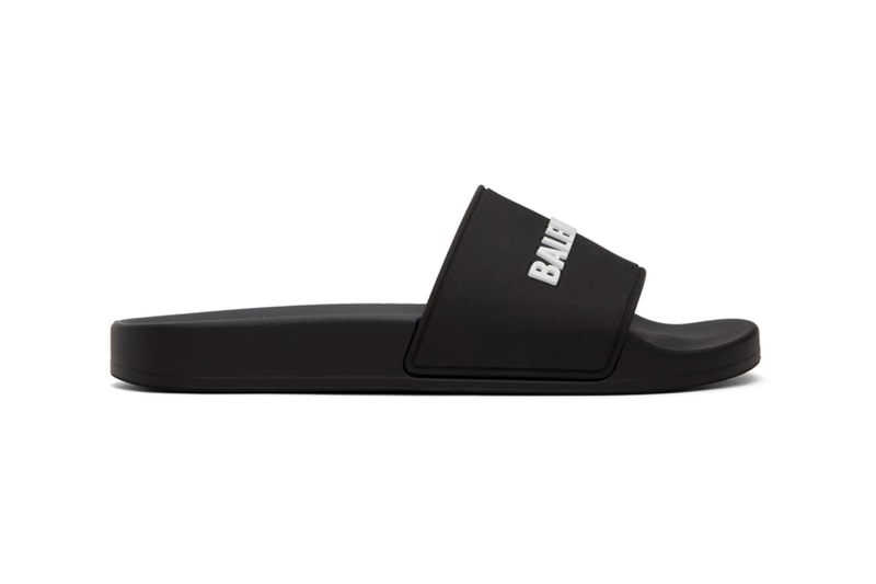 Balenciaga Rubber Logo Pool Slides White Black Release Info Buy Price