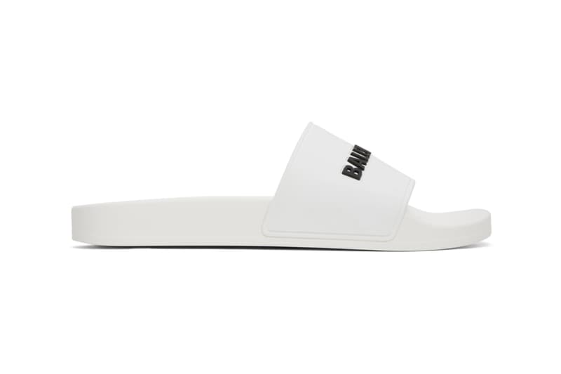 Balenciaga Rubber Logo Pool Slides White Black Release Info Buy Price