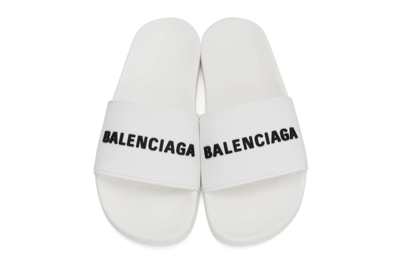 Balenciaga Rubber Logo Pool Slides White Black Release Info Buy Price