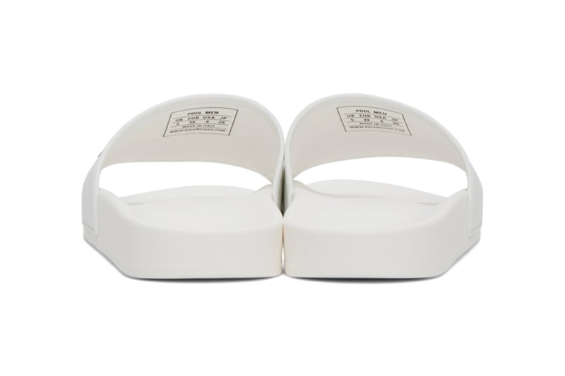 Balenciaga Rubber Logo Pool Slides White Black Release Info Buy Price
