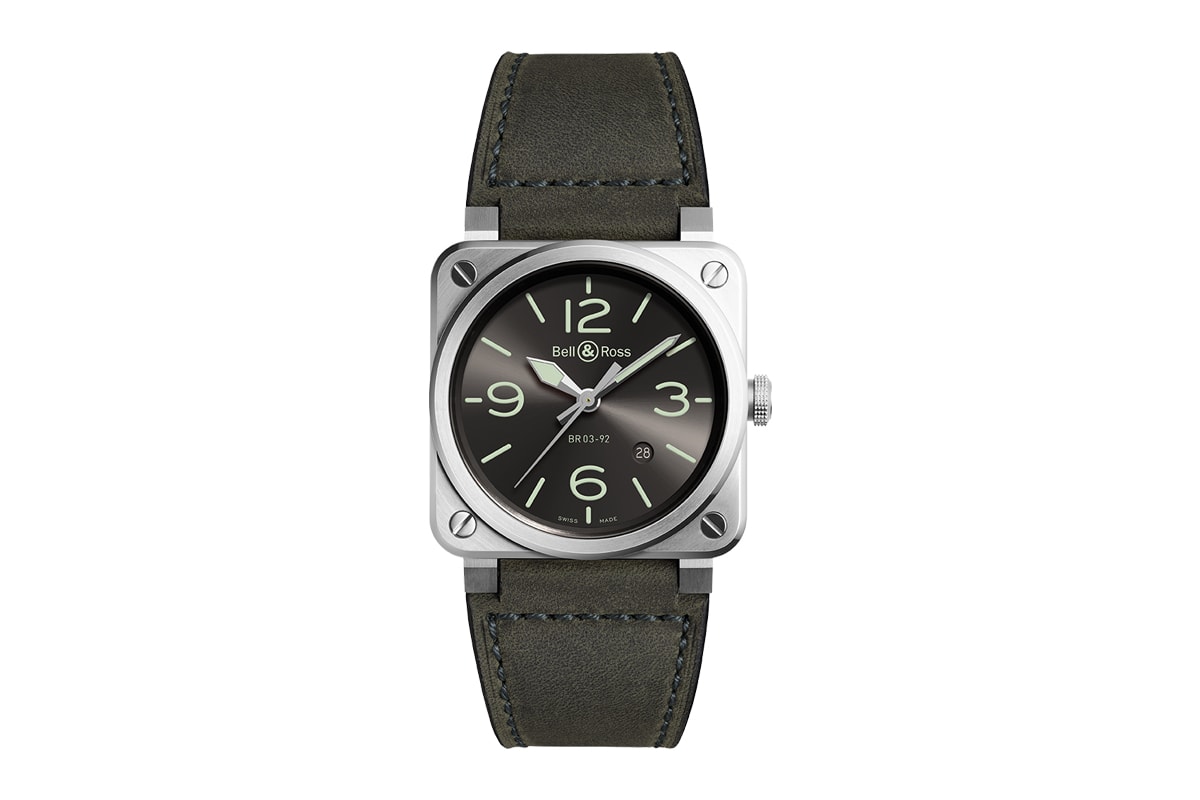 bell and ross br 03 92 grey lum watches accessories reference swiss made french design aviation military 