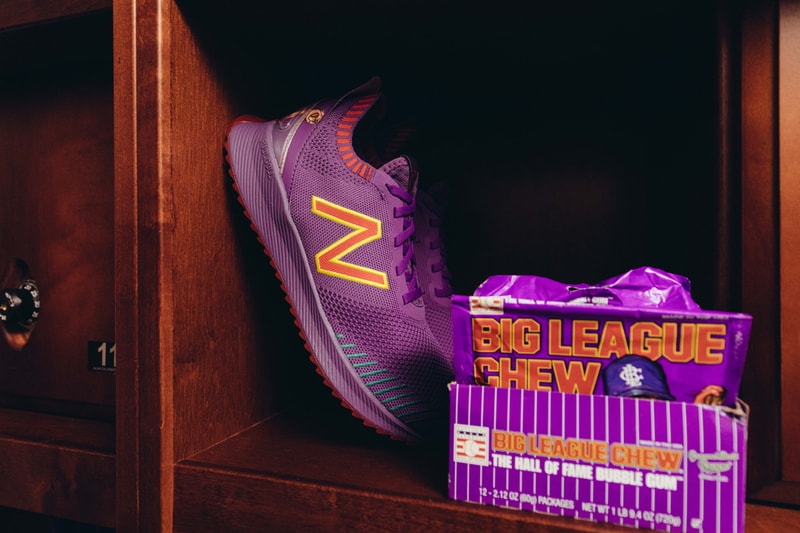big league chew new balance baseball cleats national bubble gum day francisco lindor outta here original ground ball grape big rally blue raspberry swingin sour apple release date info photos price