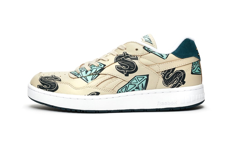 Billionaire Boys Club ICE CREAM x Reebok BB 4000 Mu "Tan" Diamond Covered Graphics Sneaker Release Information Footwear Sneakersnstuff Pharrell Williams Fw7565 Cone Heads Logos Motifs Collaboration