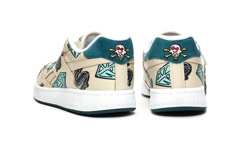 Billionaire Boys Club ICE CREAM x Reebok BB 4000 Mu "Tan" Diamond Covered Graphics Sneaker Release Information Footwear Sneakersnstuff Pharrell Williams Fw7565 Cone Heads Logos Motifs Collaboration