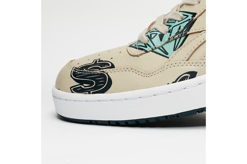 Billionaire Boys Club ICE CREAM x Reebok BB 4000 Mu "Tan" Diamond Covered Graphics Sneaker Release Information Footwear Sneakersnstuff Pharrell Williams Fw7565 Cone Heads Logos Motifs Collaboration