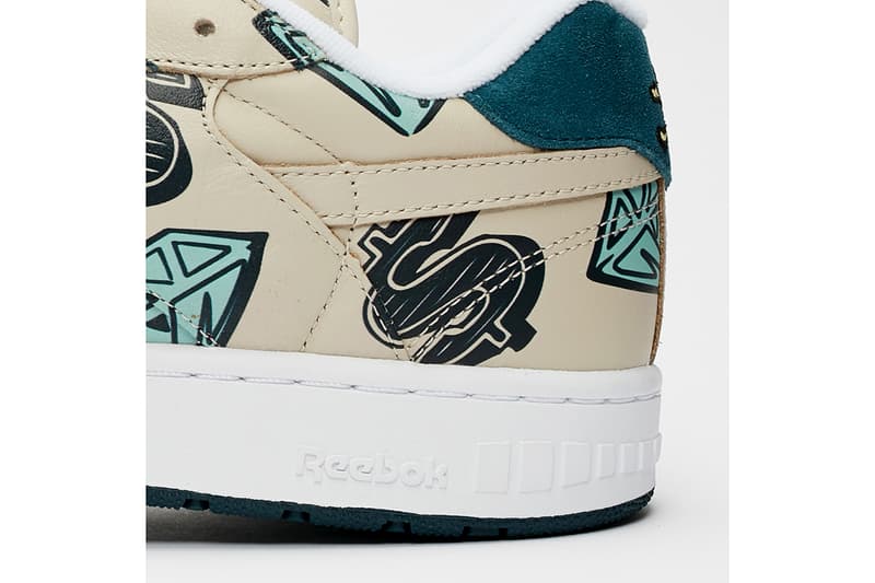 Billionaire Boys Club ICE CREAM x Reebok BB 4000 Mu "Tan" Diamond Covered Graphics Sneaker Release Information Footwear Sneakersnstuff Pharrell Williams Fw7565 Cone Heads Logos Motifs Collaboration