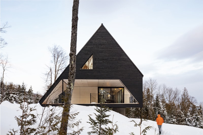 Bourgeois Lechasseur Architects Cabin A Opening Design Charlevoix Region Québec Canada Triangle Wood 