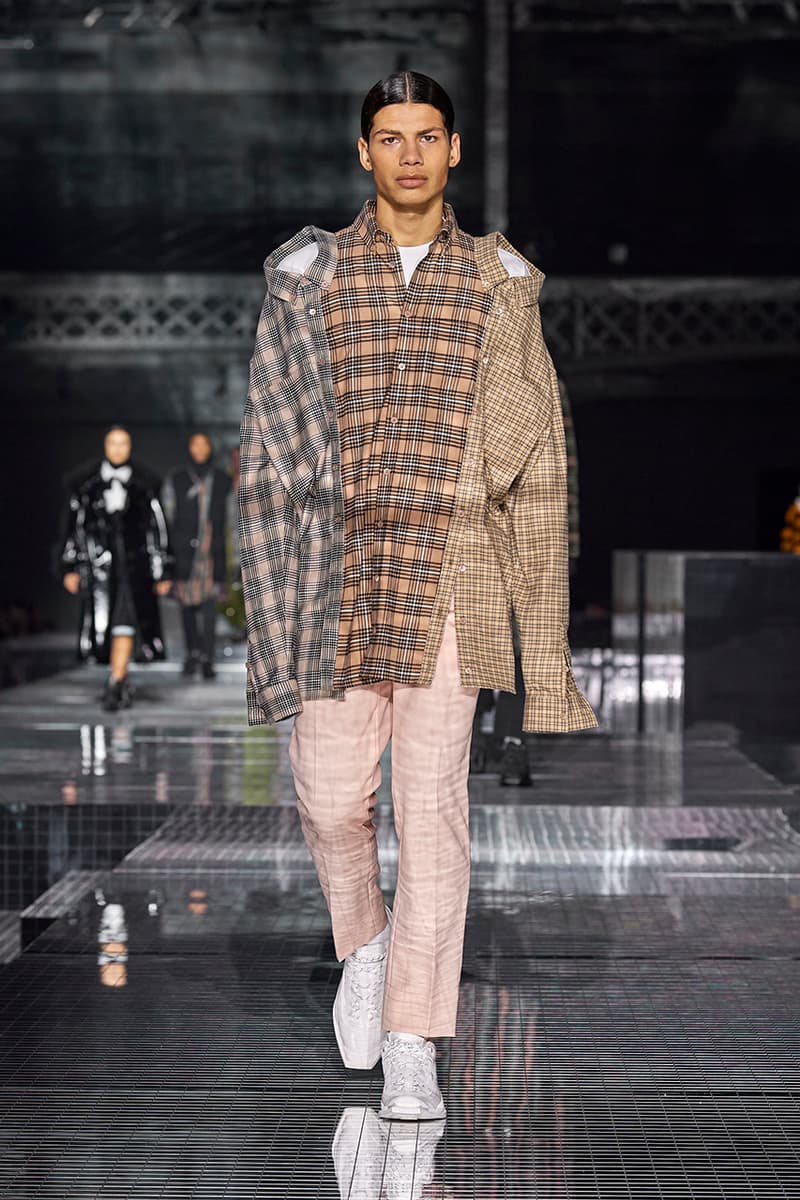 Burberry "Memories" Fall/Winter 2020 London Fashion Week Runway Show Riccardo Tisci Looks Kensington Olympia Fashion House Heritage British Tailoring Coats Katia and Marielle Labèque producer Arca Performance