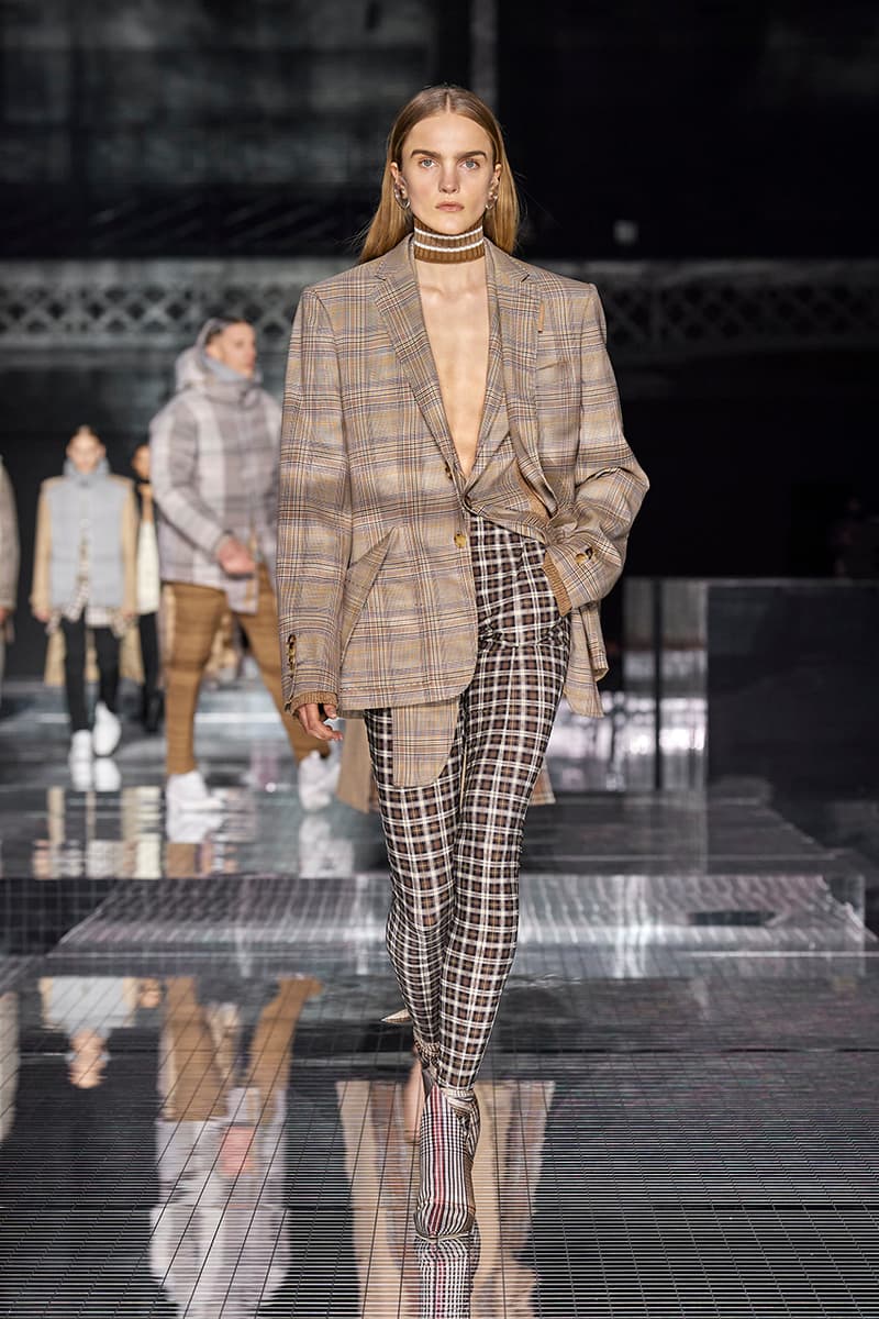 Burberry "Memories" Fall/Winter 2020 London Fashion Week Runway Show Riccardo Tisci Looks Kensington Olympia Fashion House Heritage British Tailoring Coats Katia and Marielle Labèque producer Arca Performance