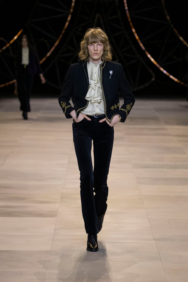 CELINE Fall/Winter 2020 Runway Collection Cesar Compression Project Crystals Jewelry Necklaces Pins Cuffs Vests Shirts Capes Hats Pants Ruffles Gingham Fur
