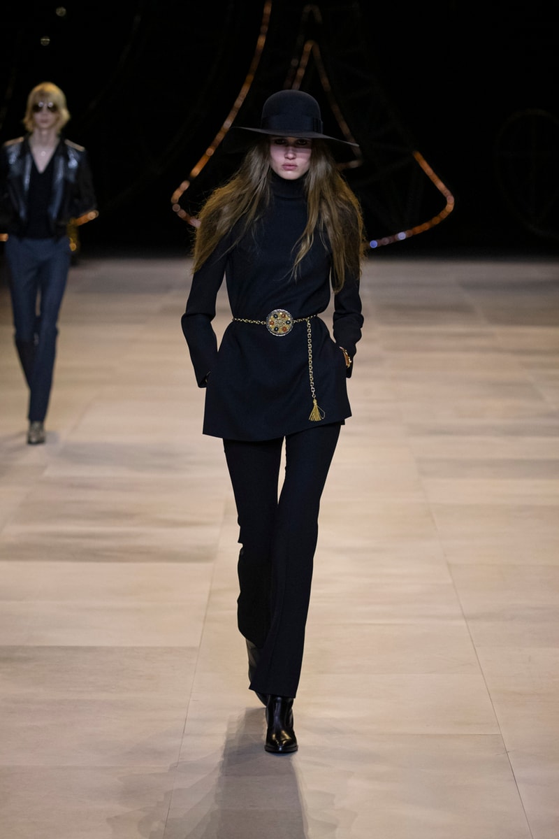 CELINE Fall/Winter 2020 Runway Collection Cesar Compression Project Crystals Jewelry Necklaces Pins Cuffs Vests Shirts Capes Hats Pants Ruffles Gingham Fur 