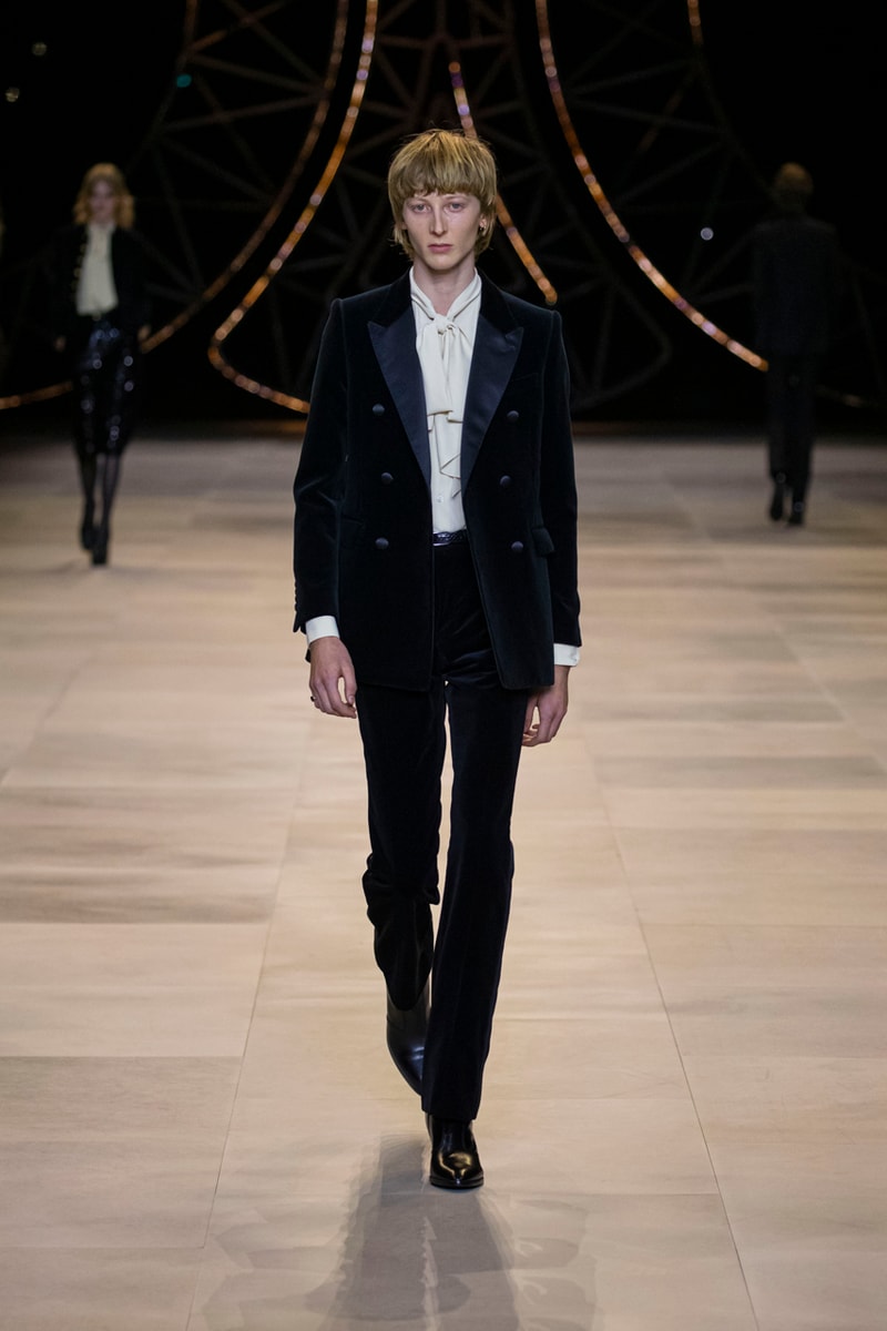 CELINE Fall/Winter 2020 Runway Collection Cesar Compression Project Crystals Jewelry Necklaces Pins Cuffs Vests Shirts Capes Hats Pants Ruffles Gingham Fur 
