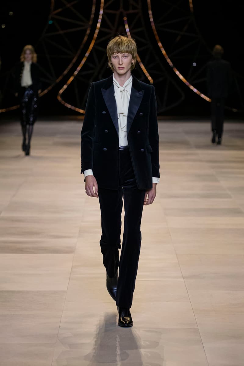 CELINE Fall/Winter 2020 Runway Collection Cesar Compression Project Crystals Jewelry Necklaces Pins Cuffs Vests Shirts Capes Hats Pants Ruffles Gingham Fur