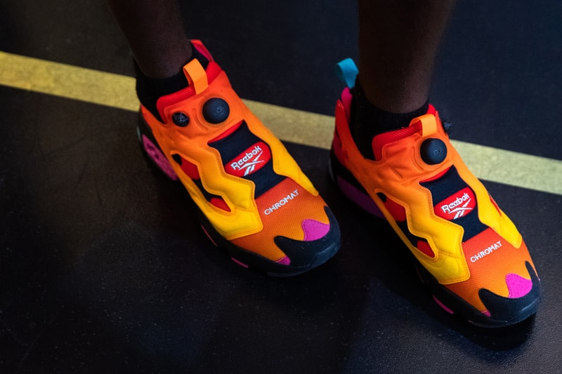 chromat reebok instapump fury detailed look blue red orange pink black yellow gradient ombre topographical collaboration release date info photos price