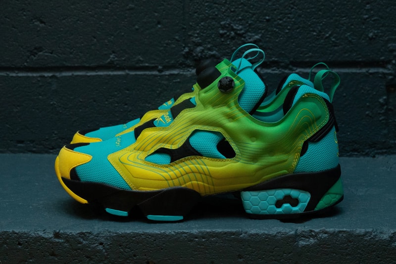 chromat reebok instapump fury detailed look blue red orange pink black yellow gradient ombre topographical collaboration release date info photos price