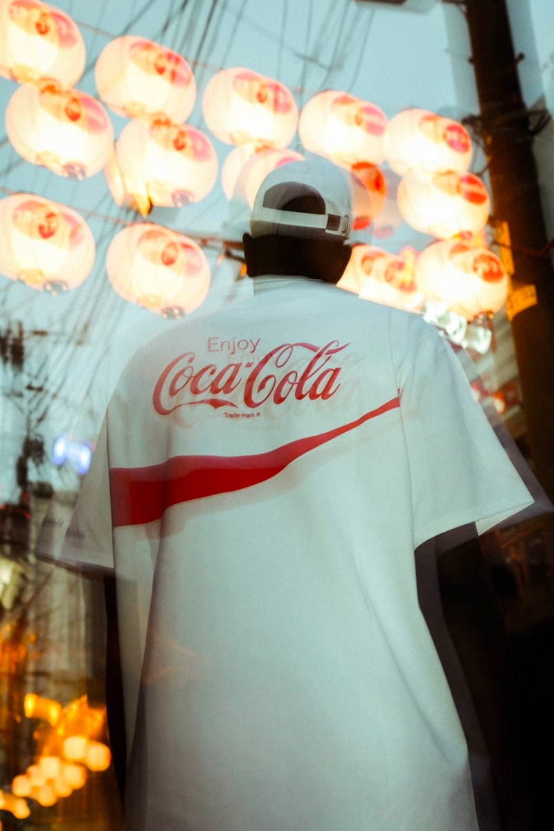 Coca Cola Columbia atmos LAB spring summer 2020 Capsule lookbook menswear collection streetwear beverage outdoor mountaineering trekking tokyo japan japanese jackets t shirts