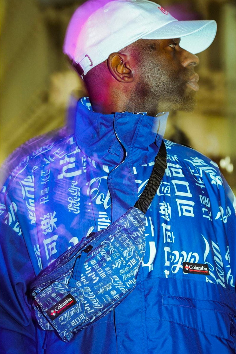 Coca Cola Columbia atmos LAB spring summer 2020 Capsule lookbook menswear collection streetwear beverage outdoor mountaineering trekking tokyo japan japanese jackets t shirts