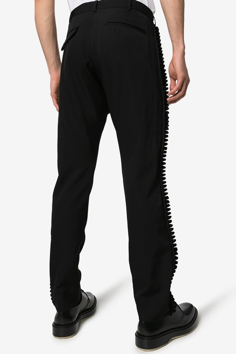 COMME des GARÇONS Pleated Trim Tailored Wool Trousers release info price homme plus buy now browns price details info cdg rei kawakubo menswear pants