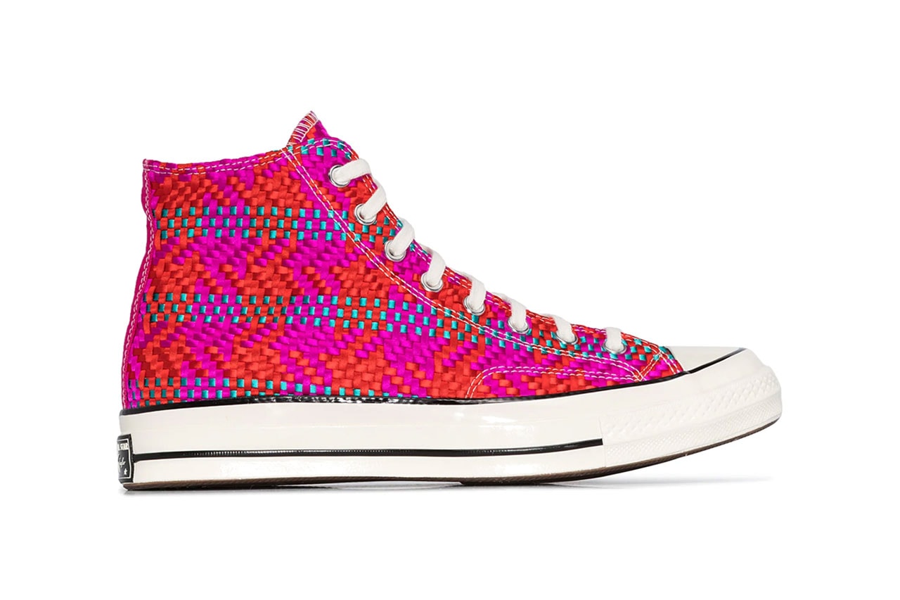 converse pink chuck taylor woven high top sneakers pink satin upper 