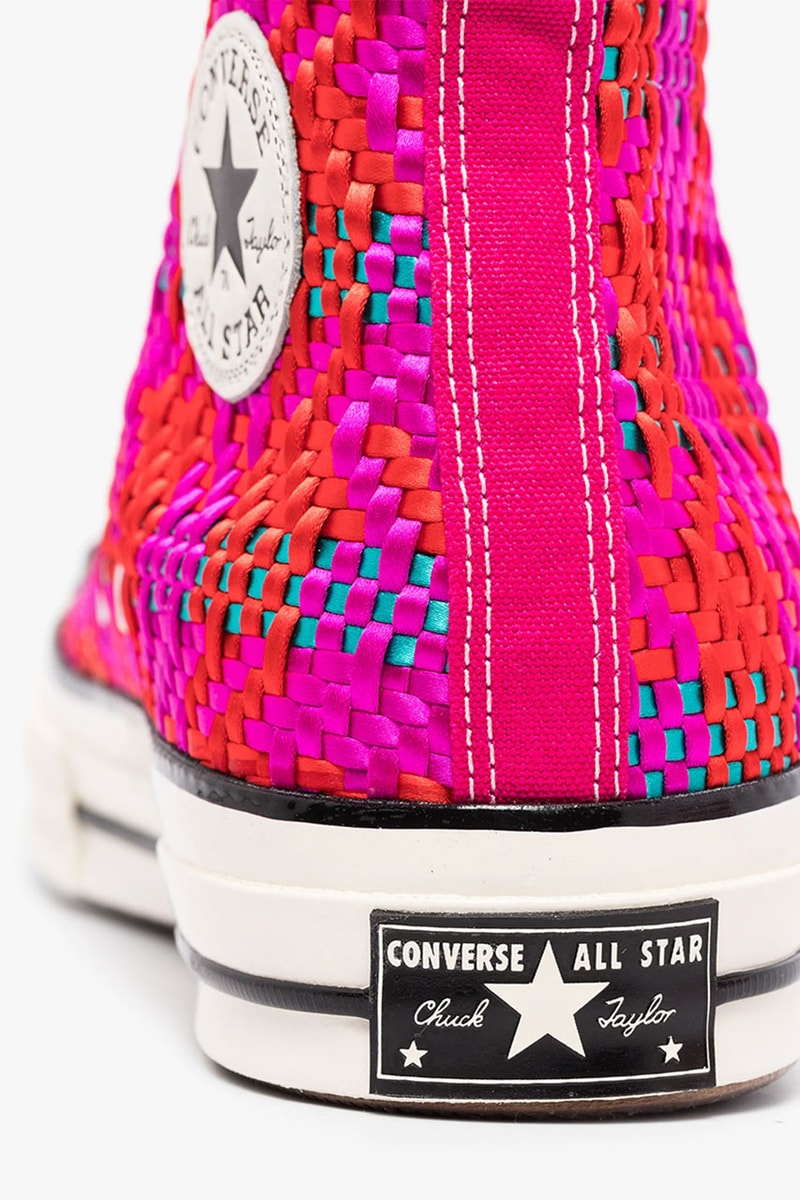 converse pink chuck taylor woven high top sneakers pink satin upper 