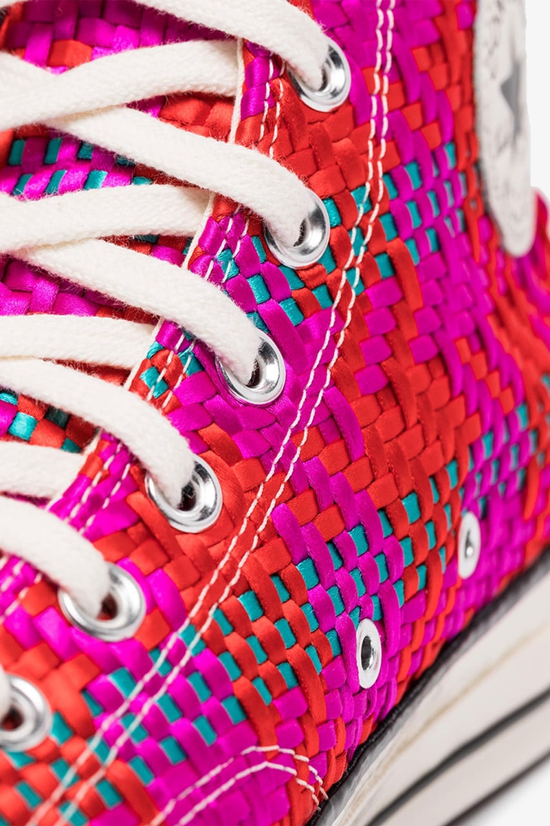 converse pink chuck taylor woven high top sneakers pink satin upper 