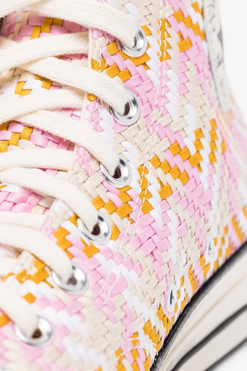converse pink chuck taylor woven high top sneakers pink satin upper