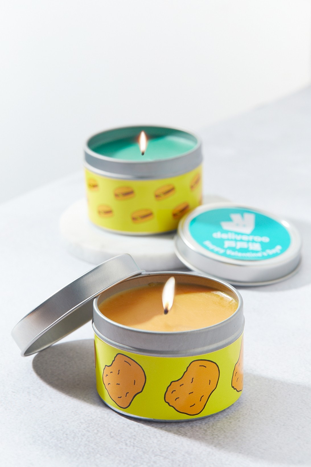 Deliveroo Food Scented Candles for Valentine's Day burgers chicken nuggets noodles giveaway free design homeware decor