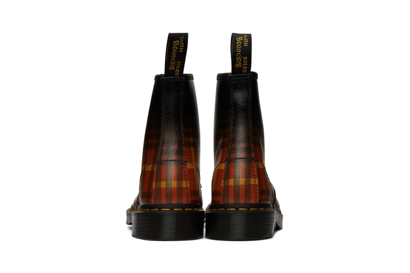 Dr Martens 1460 tartan print gradient check release information buy cop purchase SSENSE red black yellow 