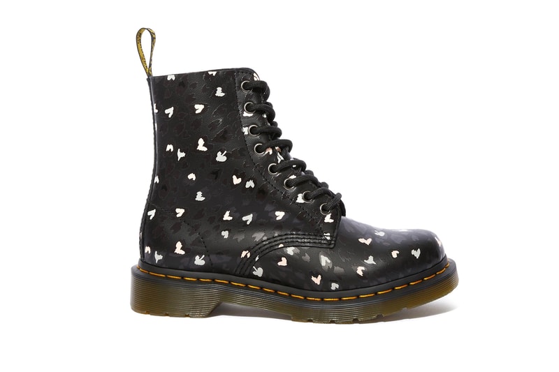 Dr. Martens Valentine's Day Collection 1460 1461 boots hearts release information wild hearts black and white print hearts