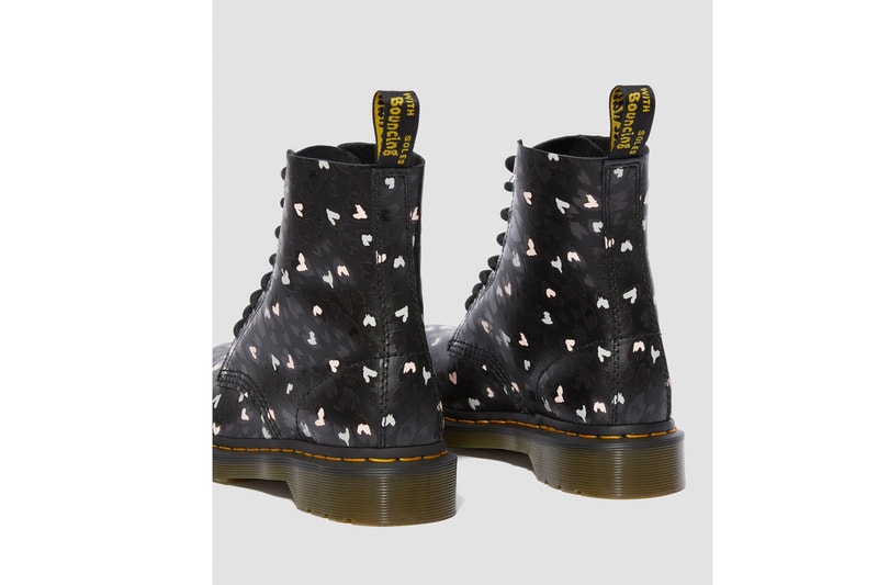 Dr. Martens Valentine's Day Collection 1460 1461 boots hearts release information wild hearts black and white print hearts