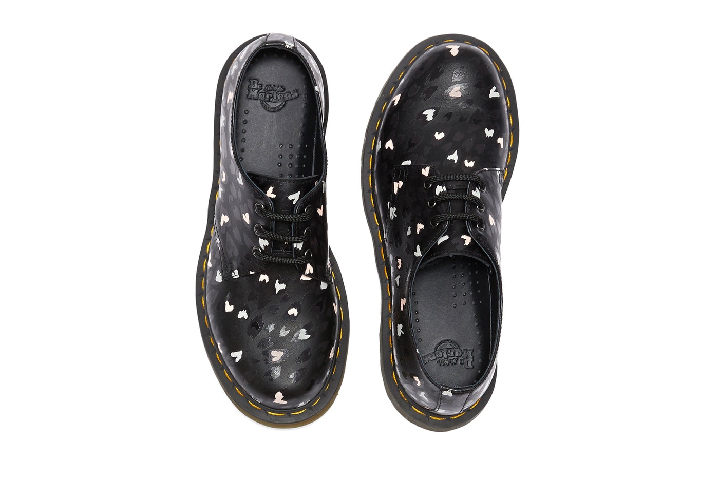 Dr. Martens Valentine's Day Collection 1460 1461 boots hearts release information wild hearts black and white print hearts