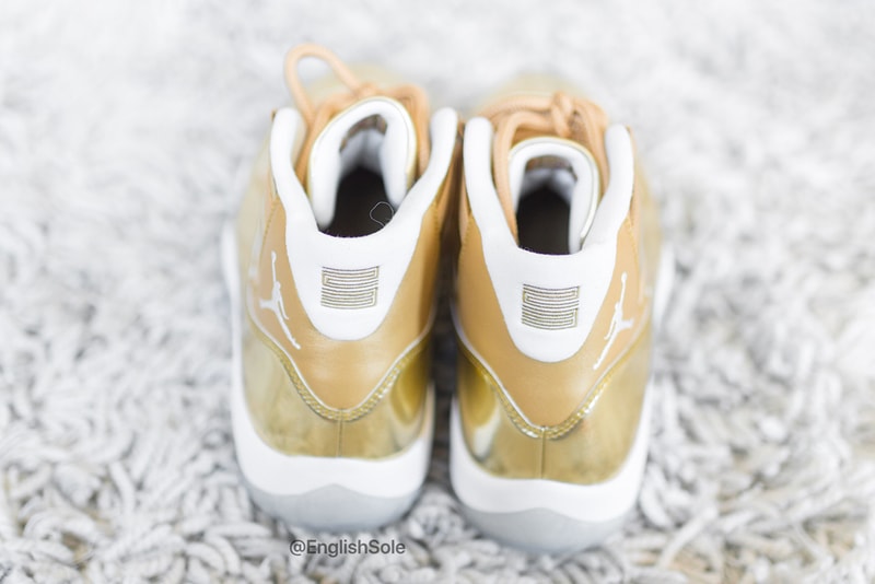 Drake's Unreleased Gold OVO Air Jordan 11 Closer Look Official Golden Flecks Metallic Icy Sole Unit Jumpman 23 Shoetrees Glitter Highly Limited Samples 10 Pairs Shoes Footwear Sneakers