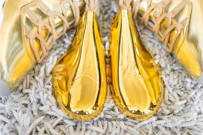 Drake's Unreleased Gold OVO Air Jordan 11 Closer Look Official Golden Flecks Metallic Icy Sole Unit Jumpman 23 Shoetrees Glitter Highly Limited Samples 10 Pairs Shoes Footwear Sneakers