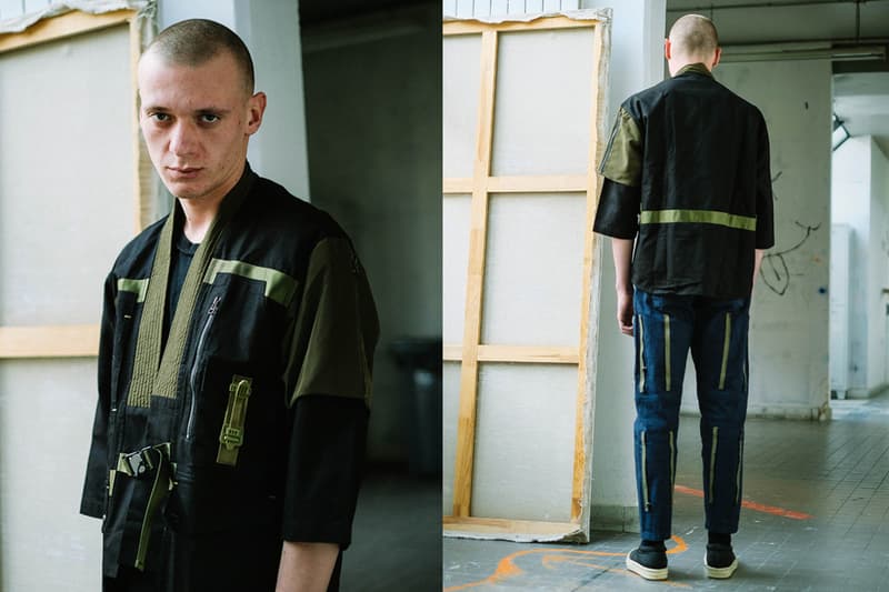 Elhaus Fall/Winter 2020 Lookbook Collection Jackets Pants Crewneck Sweatshirts Hoodies Green Black Brown Utilitarian Shirts Bones Yellow